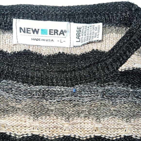 Vintage 90s Sweater New Era Womens Large Stripes Long Sleeve Minimalist Casual - Picture 4 of 10